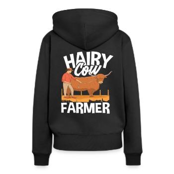 Haarige Kuh Bauer Highland Cow - Frauen Premium Bio Hoodie - Schwarz - Hinten - Julia (174cm)