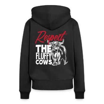 Respektiere Die Flauschigen Kühe Highland Cow - Frauen Premium Bio Hoodie - Schwarz - Hinten - Julia (174cm)