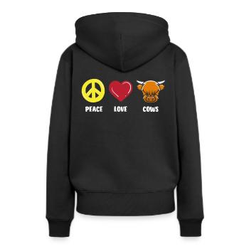 Highland Kuh Frieden Liebe Kühe - Frauen Premium Bio Hoodie - Schwarz - Hinten - Julia (174cm)