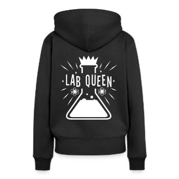 Reine du labo - Sweat à capuche Premium bio Femme - noir - Dos - Julia (174cm)