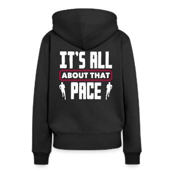 Es Geht Alles Um Das Tempo - Frauen Premium Bio Hoodie - Schwarz - Hinten - Julia (174cm)