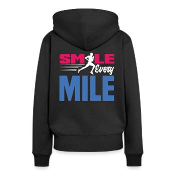 Lächle Bei Jedem Kilometer - Frauen Premium Bio Hoodie - Schwarz - Hinten - Julia (174cm)