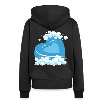 Blaues Herz Mit Schaum Motiv - Frauen Premium Bio Hoodie - Schwarz - Hinten - Julia (174cm)