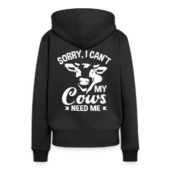 Désolé, mes vaches ont besoin de moi - Sweat à capuche Premium bio Femme - noir - Dos - Julia (174cm)
