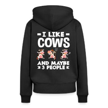 J’aime les vaches et peut-être trois personnes - Sweat à capuche Premium bio Femme - noir - Dos - Julia (174cm)