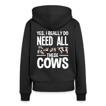 Ouais, j’ai besoin de toutes ces vaches - Sweat à capuche Premium bio Femme - noir - Dos - Julia (174cm)