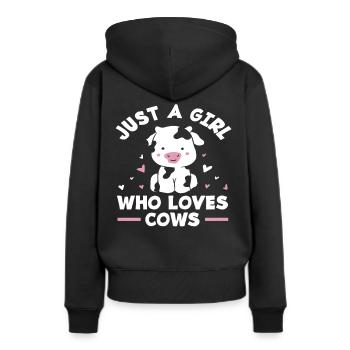 Juste une fille qui aime les vaches - Sweat à capuche Premium bio Femme - noir - Dos - Julia (174cm)