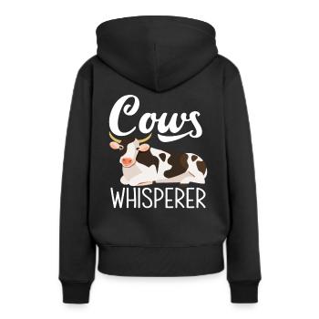 Chuchotement des vaches Ferme Love Vaches - Sweat à capuche Premium bio Femme - noir - Dos - Julia (174cm)