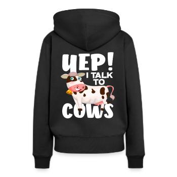 ! Je parle aux vaches drôle de vache - Sweat à capuche Premium bio Femme - noir - Dos - Julia (174cm)