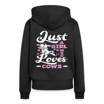 Ein Mädchen Das Kühe Liebt - Frauen Premium Bio Hoodie - Schwarz - Hinten - Julia (174cm)