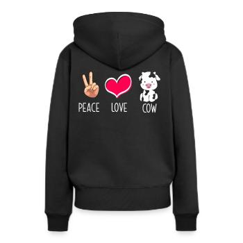 Frieden Liebe Kuh Illustration - Frauen Premium Bio Hoodie - Schwarz - Hinten - Julia (174cm)