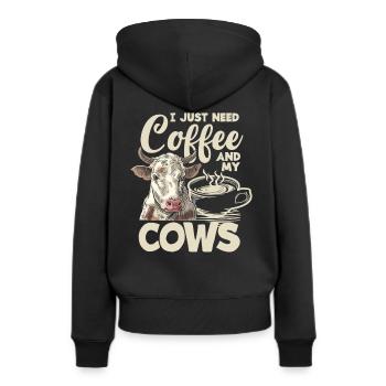 J’ai juste besoin de café et de mes vaches - Sweat à capuche Premium bio Femme - noir - Dos - Julia (174cm)