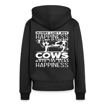 Le bonheur ne s’achète pas, mais les vaches le sont - Sweat à capuche Premium bio Femme - noir - Dos - Julia (174cm)