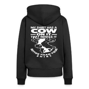 Mes vêtements ont une vache dessus, c’est ce qu’il fait - Sweat à capuche Premium bio Femme - noir - Dos - Julia (174cm)
