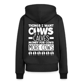 Ce que je veux vaches veaux de l’argent pour les vaches plus - Sweat à capuche Premium bio Femme - noir - Dos - Julia (174cm)