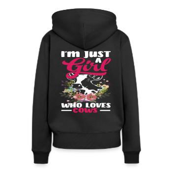 Je suis juste une fille qui aime les vaches - Sweat à capuche Premium bio Femme - noir - Dos - Julia (174cm)