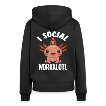 Ich Bin Ein Soziales Workalotl - Frauen Premium Bio Hoodie - Schwarz - Hinten - Julia (174cm)