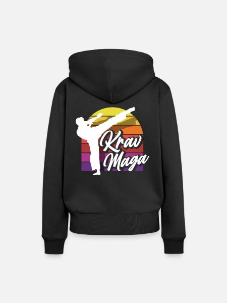 Krav Maga Retro - Frauen Premium Bio Hoodie - Schwarz