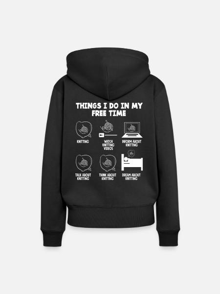 Stricken In Meiner Freizeit - Frauen Premium Bio Hoodie - Schwarz