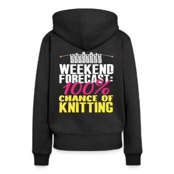 Wochenend-Prognose: 100% Stricken - Frauen Premium Bio Hoodie - Schwarz - Hinten - Julia (174cm)