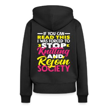 Stricken Und Gesellschaft - Frauen Premium Bio Hoodie - Schwarz - Hinten - Julia (174cm)