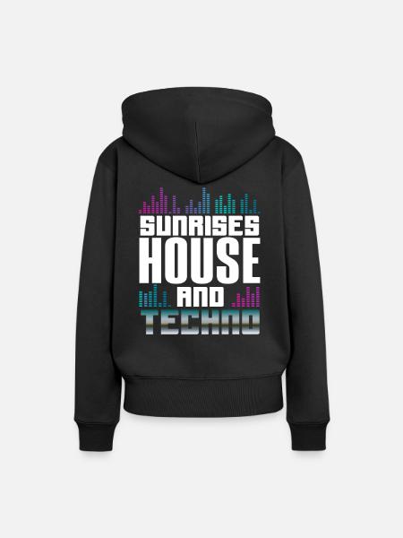 Sunrises House And Techno Lover - Frauen Premium Bio Hoodie - Schwarz