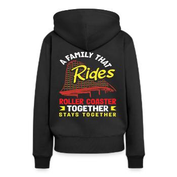 Montagnes russes, famille, tour fort ensemble - Sweat à capuche Premium bio Femme - noir - Dos - Julia (174cm)