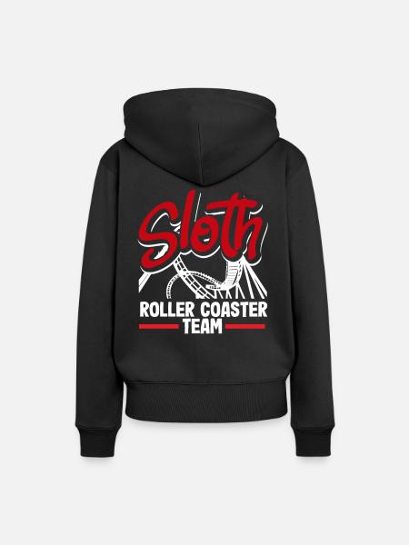 Sloth Achterbahn Team Abenteuer - Frauen Premium Bio Hoodie - Schwarz