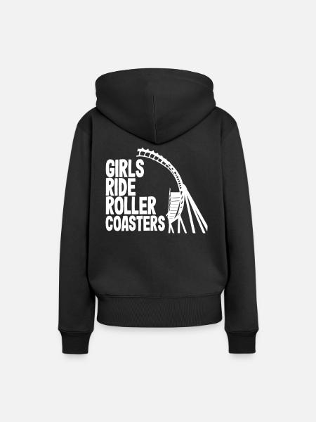 Mädchen Fahren Achterbahnen - Frauen Premium Bio Hoodie - Schwarz