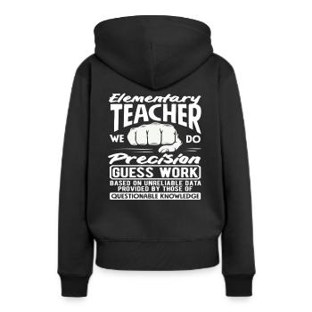 Enseignant à l’école primaire Précision Devinettes Travail Humour - Sweat à capuche Premium bio Femme - noir - Dos - Julia (174cm)