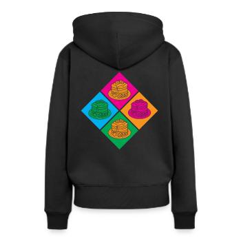 Crêpes colorées Pop Art Connoisseur Point culminant - Sweat à capuche Premium bio Femme - noir - Dos - Julia (174cm)