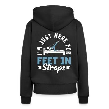 Pilates: Just Here For Feet In Straps - Frauen Premium Bio Hoodie - Schwarz - Hinten - Julia (174cm)