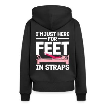 Pilates Ich Bin Nur Hier Für Füße In Straps - Frauen Premium Bio Hoodie - Schwarz - Hinten - Julia (174cm)