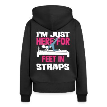 Pilates Hier Für Feet In Straps - Frauen Premium Bio Hoodie - Schwarz - Hinten - Julia (174cm)