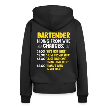 Bartender Versteckt Sich Vor Der Frau - Frauen Premium Bio Hoodie - Schwarz - Hinten - Julia (174cm)