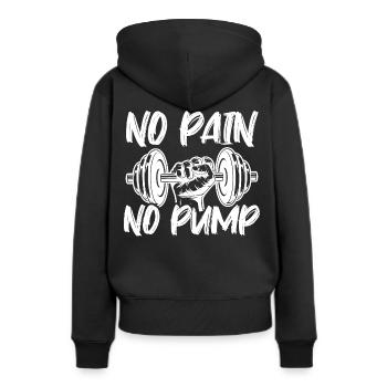 No Pain no Pump Gym - Women’s Premium Organic Hoodie - black - Back - Julia (174cm)