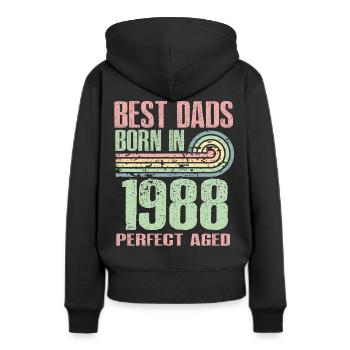 Die Besten Väter Sind 1988 Geboren, 35 Jahre Alt, - Frauen Premium Bio Hoodie - Schwarz - Hinten - Julia (174cm)