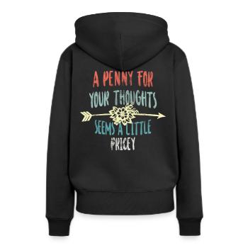 Des dictons cyniques, un sou pour vos pensées - Sweat à capuche Premium bio Femme - noir - Dos - Julia (174cm)