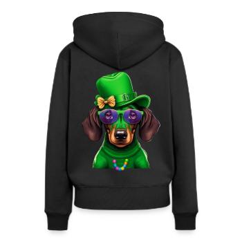 Saint-Patrick teckel Viennois Trèfle - Sweat à capuche Premium bio Femme - noir - Dos - Julia (174cm)