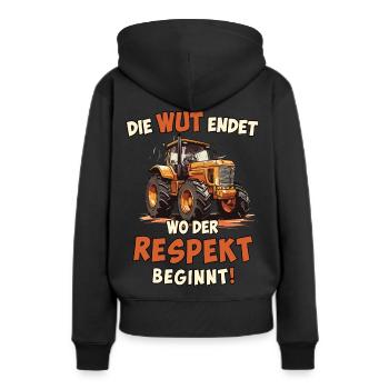Wut endet wo Respekt beginnt - Frauen Premium Bio Hoodie - Schwarz - Hinten - Julia (174cm)