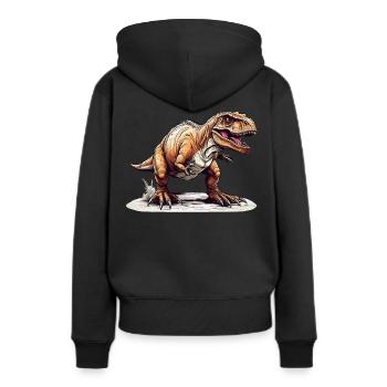 T Rex - Sweat à capuche Premium bio Femme - noir - Dos - Julia (174cm)