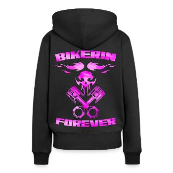 Bikerin forever - Frauen Premium Bio Hoodie - Schwarz - Hinten - Julia (174cm)