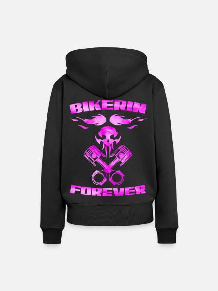 Bikerin forever - Frauen Premium Bio Hoodie - Schwarz