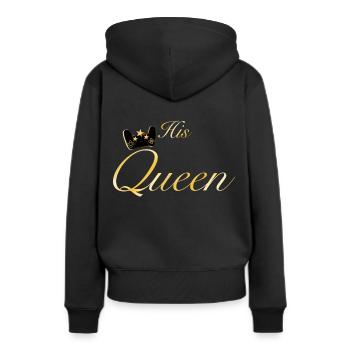 His Queen - Frauen Premium Bio Hoodie - Schwarz - Hinten - Julia (174cm)