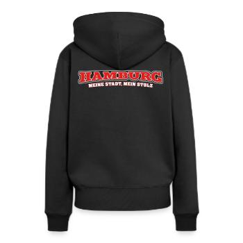 Hambourg - Sweat à capuche Premium bio Femme - noir - Dos - Julia (174cm)