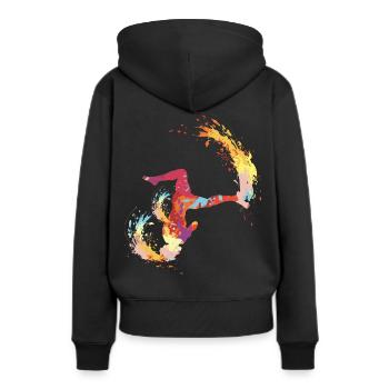 Breakdance - Frauen Premium Bio Hoodie - Schwarz - Hinten - Julia (174cm)
