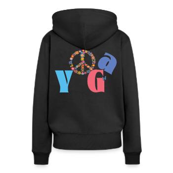 Yoga & Peace 🌸 Flower Power Style - Frauen Premium Bio Hoodie - Schwarz - Hinten - Julia (174cm)