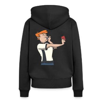 Fußball Schiedsrichter Rote Karte - Frauen Premium Bio Hoodie - Schwarz - Hinten - Julia (174cm)