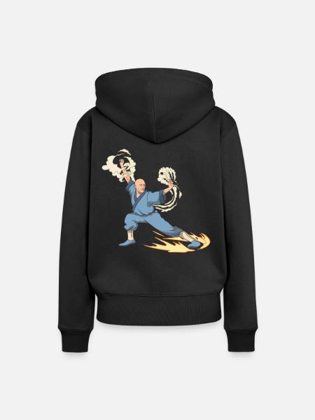 Fantasy Mönch Kämpfer Kick Tritt - Frauen Premium Bio Hoodie - Schwarz