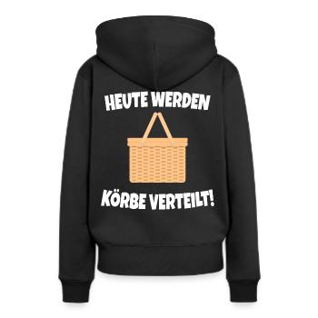 Heute werden Körbe verteilt Flirt Korb Anmache - Frauen Premium Bio Hoodie - Schwarz - Hinten - Julia (174cm)